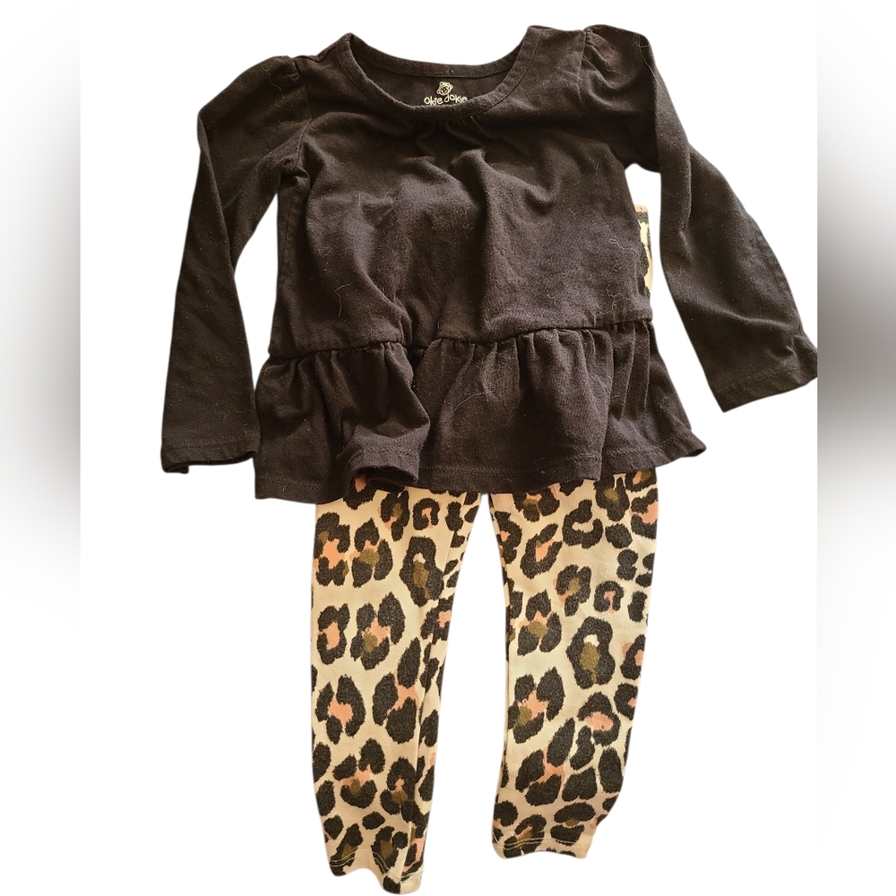 Okie Dokie Leggings And Top Matched Set Leopardskin Size Toddler 18‎ Months